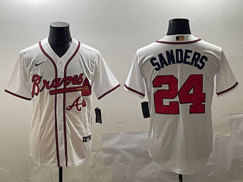 Men Atlanta Braves #24 Sanders White Game 2025 Nike MLB Jersey style 5